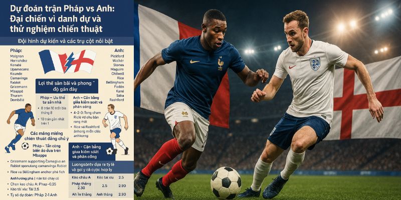 Dự đoán trận Pháp vs Anh tại Luongsontv